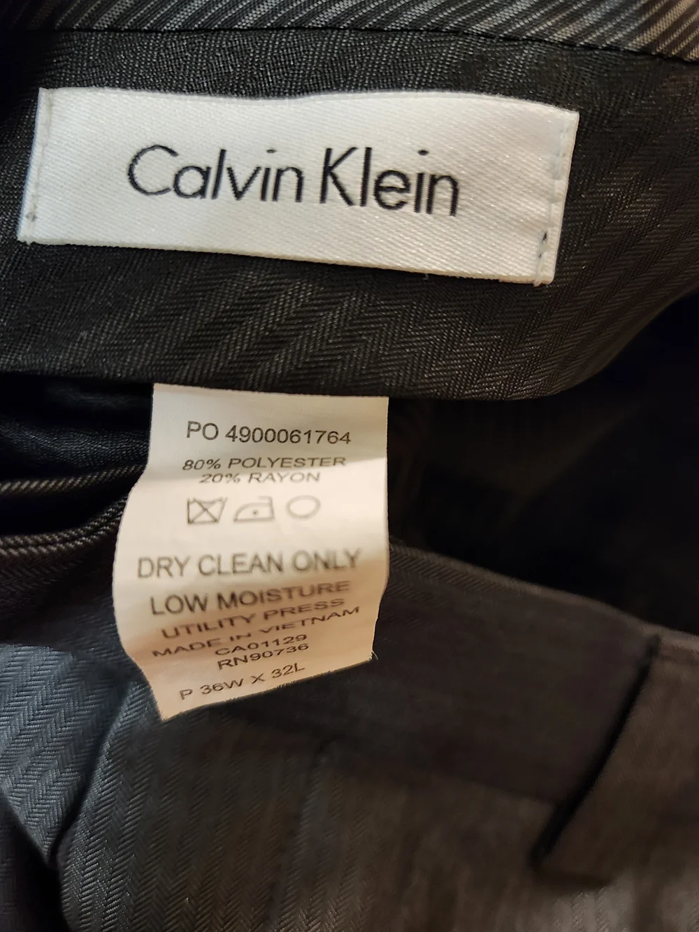 Calvin Klein Men's Dress Pants - Charcoal Pinstripe Size 36/32